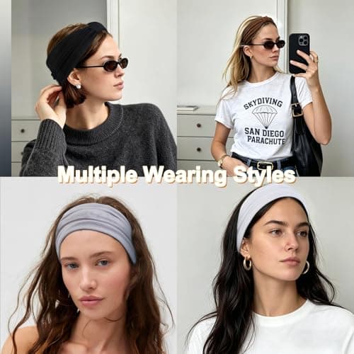 4PCS Headbands for Women, Non Slip Workout Headband Wide Sport Head Bands, Stretchy Headbands for Women’s Hair, Thick Elastic Head Bands Sport Sweat Bands, Knotted Hairbands for Yoga Gym Washing Face - Thumbnail 6