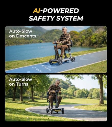 Paiseec L5 Mobility Scooter 32 lbs Ultra Lightweight, One-Step Folding Mobility Scooter, Electric Scooter with PAI Safety System, Airline Approved Mobility Scooter for Seniors & Adults - Thumbnail 5