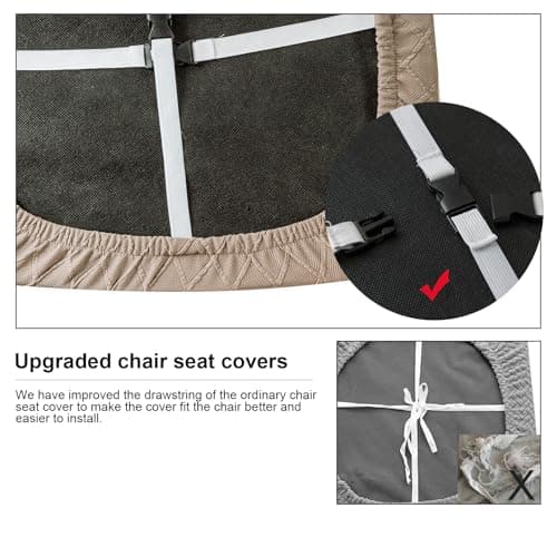 Genina Waterproof Seat Covers for Dining Room Chairs Covers Dining Chair Cover Kitchen Chair Covers (Khaki, 2 Pcs) - Thumbnail 6