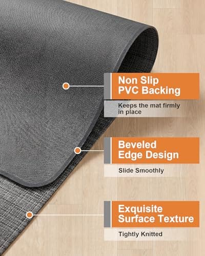 Carvapet Office Chair Mat for Hardwood Floor, 36x48 Inch Heavy Duty Floor Protector, Non Slip Desk Chair Mat for Rolling Computer Gaming Chairs, Easy to Clean Dark Grey - Thumbnail 6