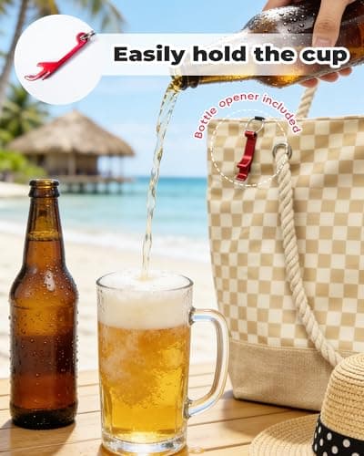 WOOMADA Large Straw Beach Tote - Tote Bag for Towels & Vacation Essentials - Thumbnail 4