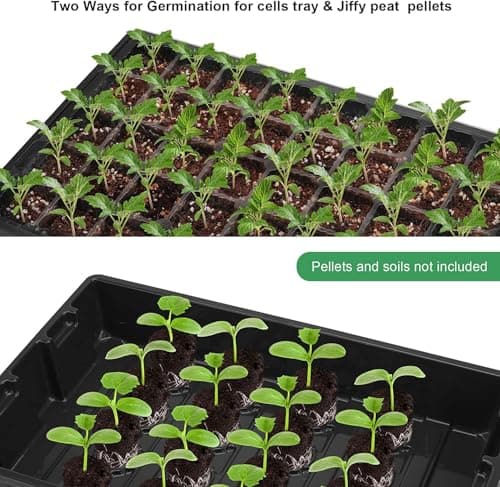 MIXC Seedling Trays Seed Starter Tray, 5-Pack Mini Propagator Plant Grow Kit Greenhouse with Humidity Vented Domes and Base for Seeds' Starting (40 Cells Per Tray, Total 200 Cells), Black - Thumbnail 2