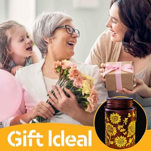 2pack Sunflower Solar Lanterns Outdoor, Solar Mason jar Lights Hanging Waterproof Metal Lanterns for Patio, Pathway, Yard (Sunflower 2pack) - Thumbnail 3