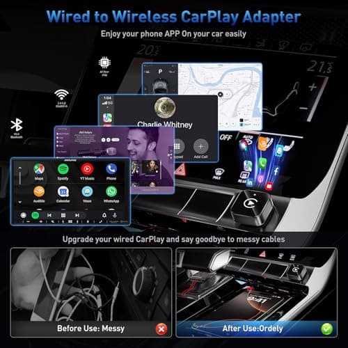 iGENJUN Wireless CarPlay Adapter 2026 Upgrade Mini Design, USB/USB-C Plug & Play Converts CarPlay to Wireless - Easy Use Fast Stable Connection Car Play for iPhone & Android - Thumbnail 4