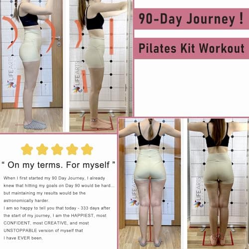 Pilates Ring Kit with Adjustable Ankle Wrist Weights, Fabric Resistance Bands, Pilates Equipment Yoga Ball for Home Workout to Tone, Sculpt and Strengthen, Fitness Magic Circle Rings for Women (Pink) - Thumbnail 5