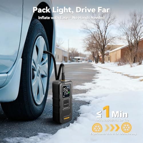 MODARI Tire Inflator Portable Air Compressor - 4X Faster 160 PSI Portable Air Pump for Cars - Cordless Tire Inflators with Gauge - Portable Tire Inflator for Car, Pickup, Bike and More (Black) - Thumbnail 2