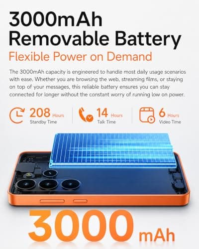 Ulefone Note 22 Unlocked Smartphone, Android 16 Go, 5.0-inch Compact Cell Phone, 20GB(3+17GB) RAM 32GB ROM, 2TB Expandable, Removable 3000mAh Battery, Dual SIM 4G, Face Unlock, Type-C (ICY Blue) - Thumbnail 6