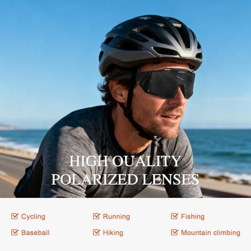 suoso Polarized Sports Sunglasses-Men-Women Cycling-Sunglasses: UV400 Wrap Around Running Sun Glasses for Baseball Fishing - Thumbnail 2