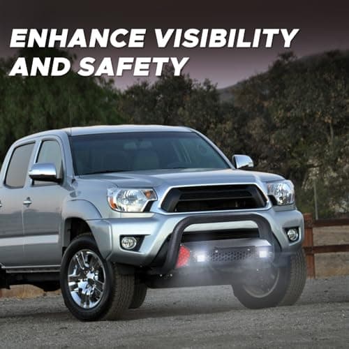 Partree Bull Bar Fit for Toyota Tacoma 2nd gen 05 06 07 08 09 10 11 12 13 14 15 with LED Light & w/License Plate Bracket DIY Paintable Truck Front Bumper Brush Push Bar Front Grille Guard Protector - Thumbnail 5