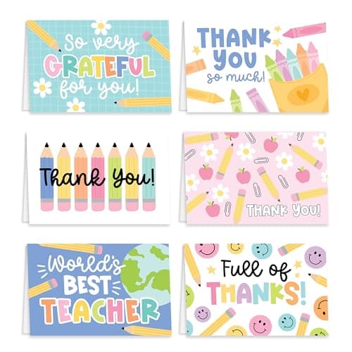 Hadley Designs 24 Teacher Thank You Cards with Envelopes - 6 x 4 Teacher Appreciation Cards Bulk, End of School Year, Graduation 2026, Teachers Appreciation Week, Thank You Teachers Card from Student - Image 1