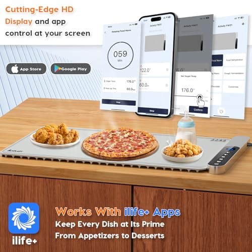 Warming Mat for Food with APP Controller, Birthday Gifts for Mom Dad Wife Grandma, 15"x23.6" Portable Versatile Food Warmer for Parties and Daily Use, Several Timer Options & Heating Levels, Gray - Thumbnail 3