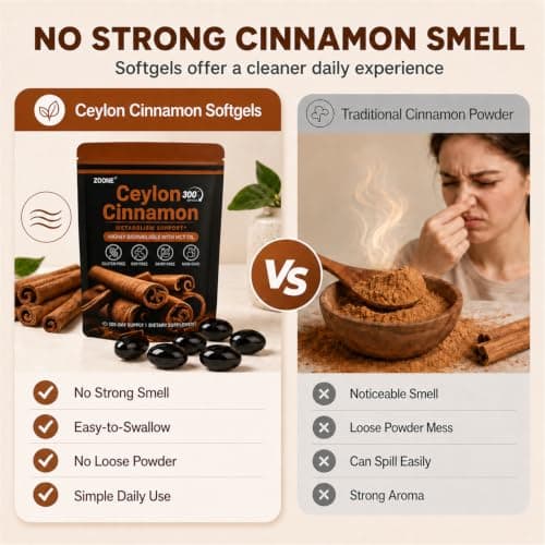 Zoone Ceylon Cinnamon Softgels with MCT Oil, Herbal Extract, 300 Softgels - Thumbnail 5
