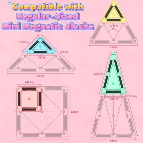 ORZbb Mini Magnetic Tiles Toddler Travel Essentials Set with Case, Magnetic Blocks Building Montessori Educational Learning Sensory Preschool Toys for 3+ Year Old Boys Girls Birthday Gifts - Thumbnail 5