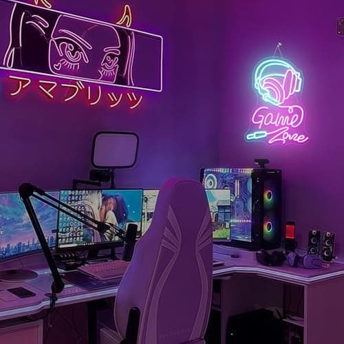Gameneon Game Zone Neon Sign Gaming Neon Signs for Wall Decor Led Light Boys Bedroom Teen Man Cave Party Bar Playroom Gamer Light Up Sign for Decoration Gamer Lover Gifts - Thumbnail 2