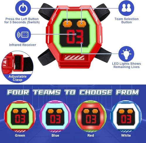 CheerCrew Toy Gun Set of 2, Rechargeable + 360° Sensors + LCDs + Real-time SYNC, Family Games Indoor Outdoor Game for Kids Toy Gifts for Boys Girls Age 8-12 Years Old Teen Gifts Ages 8+ Year Old - Thumbnail 6