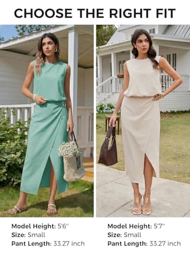 Wenrine Womens 2 Piece Skirt Sets Summer Crop Tank Tops Split Maxi Skirts Casual Beach Vacation Outfits Matching Set - Thumbnail 6