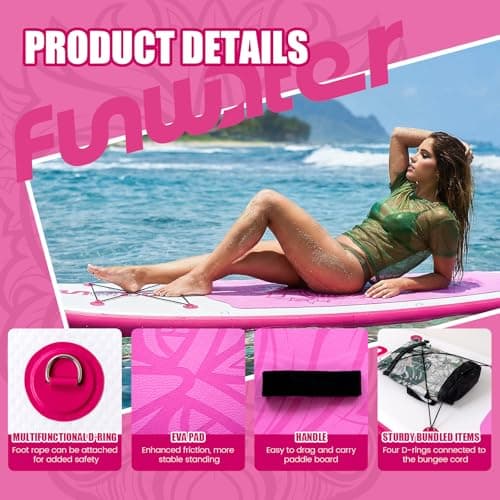FunWater SUP Inflatable Stand Up Paddle Board 10'6×33"×6" Ultra-Light Inflatable Paddleboard with ISUP Accessories,Fins,Adjustable Paddle, Pump,Backpack - Thumbnail 3