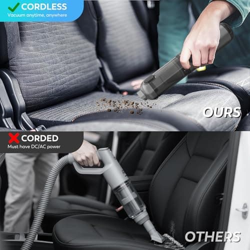 KedeeSparkle 22000Pa High Power Handheld Vacuum Cleaner, 4-in-1 Cordless Car Vacuum & Air Duster with LED Display, USB-C Rechargeable Vacuum for Car Home Office Pet Camping - Thumbnail 3