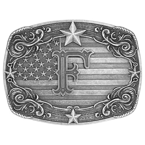 Absbolo Western Belt Buckle Men Initial Letter ABCDJRM to Z Silver Cowboy Belt Buckles for Women