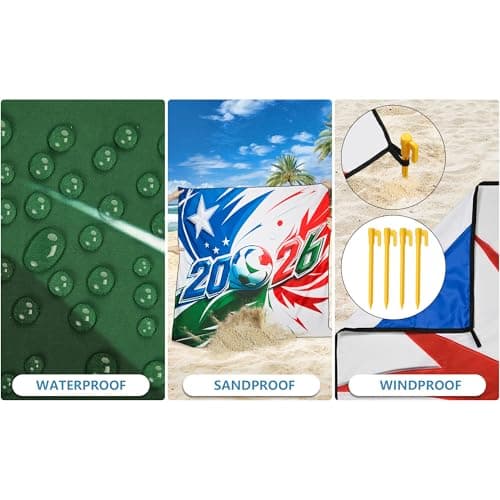 WIWIGO Beach Blanket Waterproof Sandproof Beach Mat 79" X 83" /10'x9'for 2-8 Adults Quick Drying Outdoor Picnic Mat Beach Accessories for Travel, Camping, Hiking - Thumbnail 3