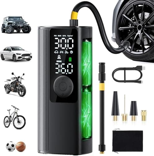 Tire Inflator Portable Air Compressor, 3X Faster Inflation Cordless Air Pump for Car Tires with Digital Pressure Gauge/LED Light, 150PSI Tire Pump with Auto Shut-Off for Car, Motorcycle, Bicycle, Ball - Image 1