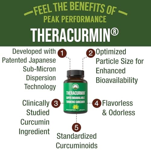 Theracurmin Up to 42X Greater Absorption vs Standard Curcumin - High Bioavailable Turmeric Curcumin Capsule Supplement - Clinically Studied, Supports Muscle Recovery, Joints, Mobility for Women, Men - Thumbnail 4