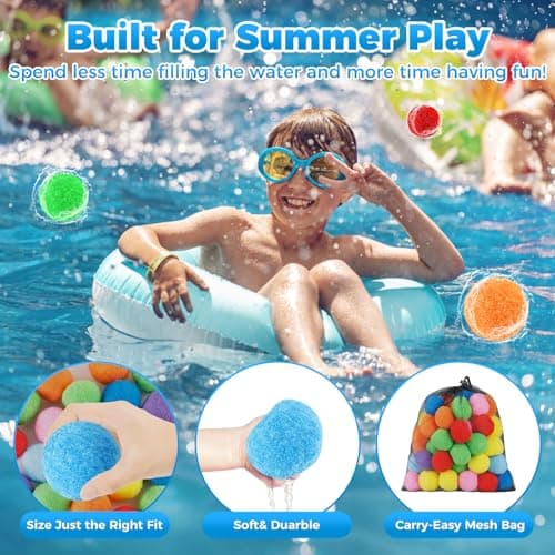 Reusable Water Balls – 60 Pack Colorful Splash Balls for Boys Girls & Adults, Quick Fill Summer Water Toys for Outdoor Games & Pool Fun (8 Bright Colors, with Mesh Bag) - Thumbnail 5