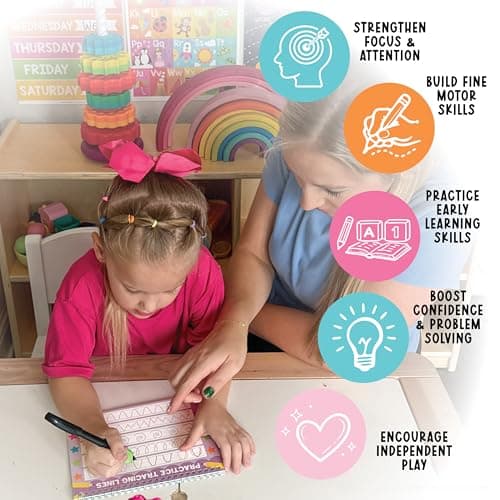 Hadley Designs Magic Grooved Writing Practice for Kids- Preschool Learning Activities, Letter Tracing for Kids Ages 3-5, Magic Book Handwriting Practice, Kindergarten Workbooks, Pre K Graduation Gifts - Thumbnail 6