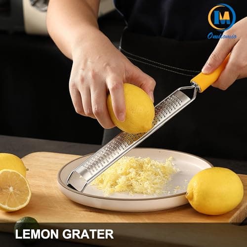 OIM Omiiomio Lemon Zester & Heavy Duty Cheese Grater & Vegetable Grater — Parmesan Cheese Lemon, Garlic, Nutmeg, Chocolate, Fruits, Vegetables, Ginger - Cheese Shredder & Stainless Steel Grater - Thumbnail 5