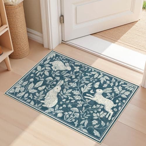 Vintage Living Room Area Rug 2x3 - Large Soft Washable Oriental Traditional Distressed Farmhouse Rugs for Bedroom - Indoor Floor Accent Carpet for Home Office House Decor -Easter Blue - Image 1