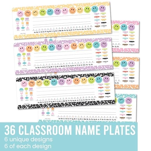 Hadley Designs Desk Name Tags for Classroom –36 Student Name Tags for Desks, 14.5x4.5 Name Plates for Classroom Decor, Teacher Supplies Pastel Nametags, 1st-3rd Grade Kindergarten Preschool Must Haves - Thumbnail 5