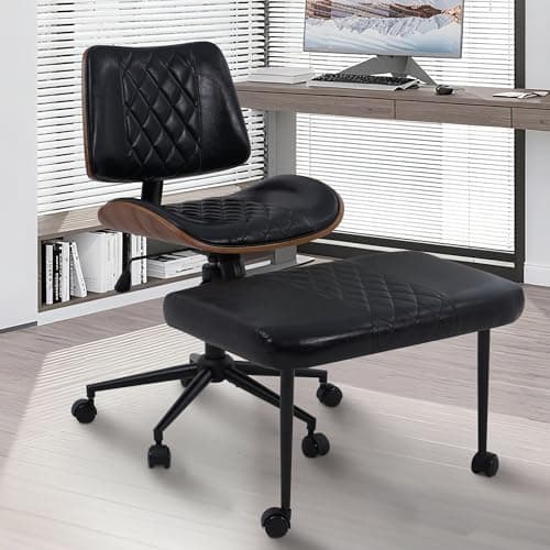 Azaeahom Ergonomic Cross Legged Office Chair with Wheels, Height Adjustable & 360°Swivel for Meditation, Desk & Yoga - Wide Criss Cross Design, Kneeling Chair - Black - Image 1