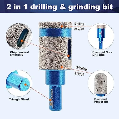 Dry Diamond Core Drill Bit,BRSCHNITT 1 inch Diamond Finger milling bit Triangle Shank for Porcelain Tile Ceramic Stone Granite Marble - Thumbnail 6