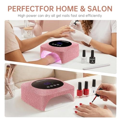 CHRISTINE SHELLY UV Nail Lamp 96W Rechargeable Gel Curing Lamp, Cordless Nail Dryer Gel Polish Light with Large LCD Display, with 3 Timer Setting Auto Sensor for Salon and Home (Pink Diamond) - Thumbnail 6