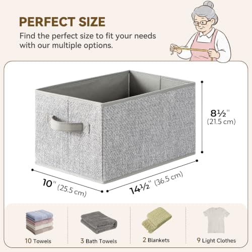 GRANNY SAYS Storage Baskets for Shelves, Closet Storage Bins with Handles, Fabric Organizers and Storage Bins, Storage Boxes for Clothes, Gray, Medium, 3-Pack - Thumbnail 6