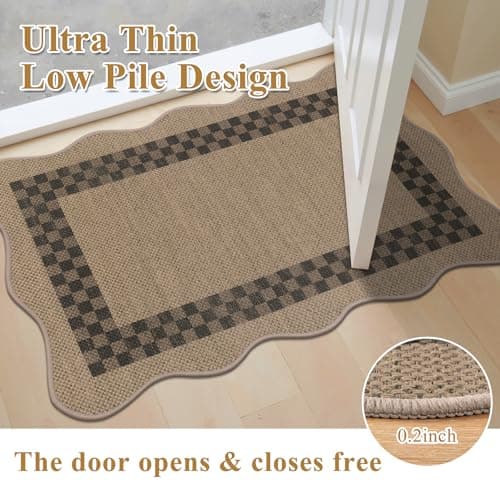 U'Artlines 2'x3' Indoor Door Mat, Entryway Rug, Non Slip Woven Washable Area Rugs, Kitchen Mats for Floor, Front Entrance Doormat for Kitchen Hall Porch Bathroom Bedroom Patio Decor (Checked) - Thumbnail 4