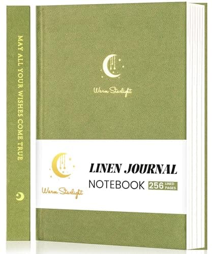 CAGIE Lined Journal Notebook for Women Men, A5 Hardcover Linen Journals for Writing 256 Pages, Aesthetic Womens Diary, Gifts 8.3'' x 5.7'' Light Olive - Image 1