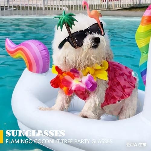 KUCDBUN Dog Pool Float, Funny 6-in-1 Inflatable Dog Floats for Pool, Pet Floatie Raft for Small Dogs, Puppy and Doggies, White Unicorn - Thumbnail 4