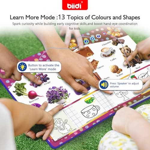 biidi Interactive Talking Activity Book,English Word Sound Book for Kid Age 3+ Year Old,Sensory Autism Toy,Educational Learning Travel Toys for Boys Girls Gift,with Drawing Zone,4 Color Pens,600+Sound - Thumbnail 4