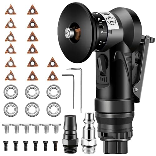 Pneumatic Chamfering Tool, 30000 RPM Air Chamfer Tool with 6 Bearings & Complete Screw Kit for Deburring & Beveling, Includes 8 C & 6 R Blades, 45°, 1/4" Air Inlet for Metal, Wood, PVC, Acrylic - Image 1