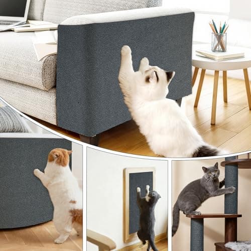 Cat Scratch Mat for Couch, Wall & Cat Tree - 78.7" Trimmable Self-Adhesive Cat Scratcher, Cat Scratch Furniture Protector, Felt Alternative to Sisal, DIY Cat Tower Replacement, 2 Pack (Dark Gray) - Thumbnail 4