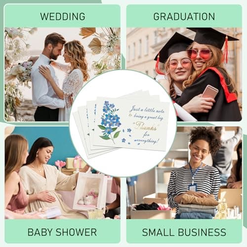 28 Pack 350GSM Thank You Cards with Envelopes,Gold Foil Premium Greeting Cards, Pefect for Weddings, Baby Showers, Teacher Appreciation, Graduation, Small Business Gifts, Holiday & Christmas Thank You Notes - Thumbnail 6