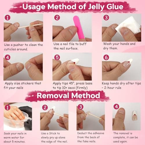 Tesytto Handmade Press on Nails 3D Floral Carved Medium Almond Fake Nails French Tips, Multi-Layer Gel Acrylic Nails for Women Nail Art (Sheer Floral Glow,M) - Thumbnail 6