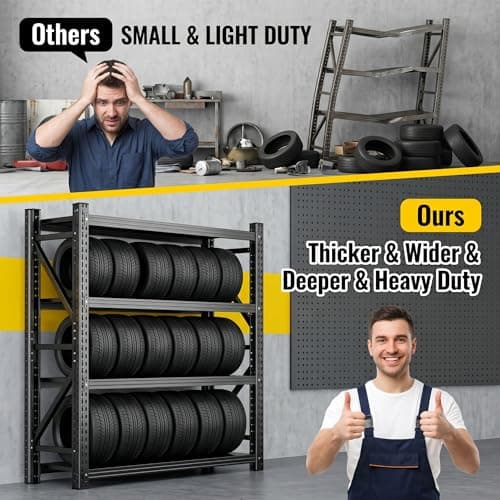 Nexvrtau Heavy Duty Garage Shelving, 46" W x 20" D x 71" H, 3500 LBS Capacity, 4-Tier Adjustable Metal Storage Shelves, Reinforced Steel Storage Rack for Garage, Basement, Utility Room - Thumbnail 6