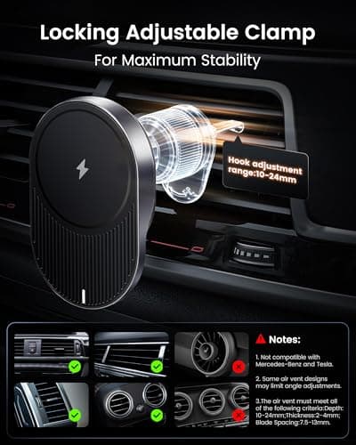 Sunnymark for MagSafe Car Mount Charger, 15W Fast Wireless Cars Charger with Retractable Charging Cable, Magnetic Car Phone Holder for iPhone 17/16/15/14/13/12 Series (Plus & Mini) for Men Women - Thumbnail 2