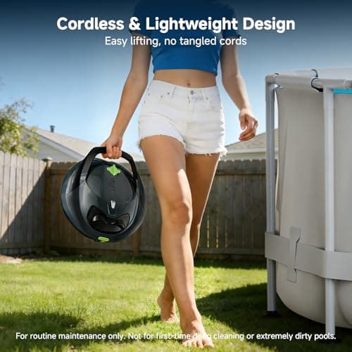 Pooloob PF1 Cordless Pool Vacuum Cleaner Robot for Daily Pool Maintenance, Floor Only Cleaning for Above/In Ground Pools, Triple Filtration, Floating Buoy & Tether, Not for Initial or Deep Cleaning - Thumbnail 2