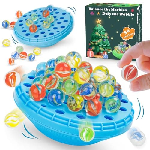 INKZOO Marble Balance Game, Wobble Marble Stacking Game for Kids 6+, Family Games for Kids and Adults with Built-in Storage, Marbles Board Game for 1-4 Players, Fun Birthday Party Games Toys