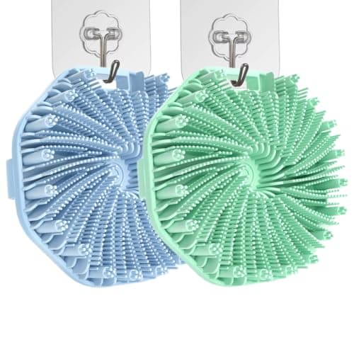 Silicone Body Scrubber,Exfoliating Body Scrubbers for use in Shower,Silicone Body Brush for Showering and Anti-Slippery Handles for All Skin Types,Eco Friendly Shower Scrubber for Body (Baby Blue) - Image 1