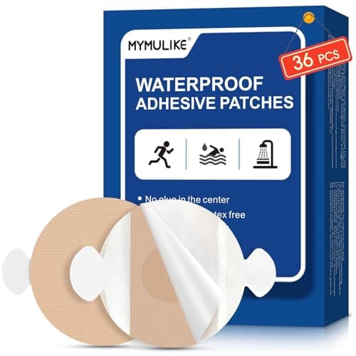 MYMULIKE Adhesive Patches 36PCS, Libre 3 Sensor Covers Waterproof, CGM Sensor Covers, Pre-Cut Dual-Tab for Easy Application, No Glue On The Center, 10–15 Days Long Fixation, Nude - Image 1