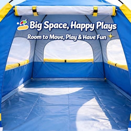 Baby Beach Tent Pop Up Sun Shelter with UPF 50+ UV Protection, Silver-Coated Interior, Breathable Mesh Ventilation, Easy Setup, Wind-Stable Beach Shade for Infants & Toddlers - Thumbnail 5